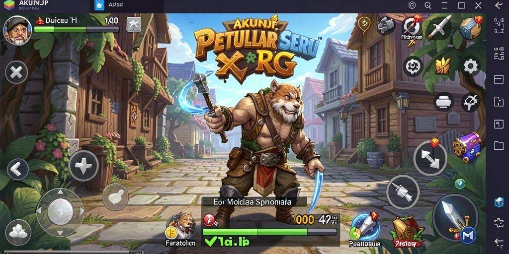 Gameplay seru AKUNJP saat menjelajahi dunia fantasi yang menantang.