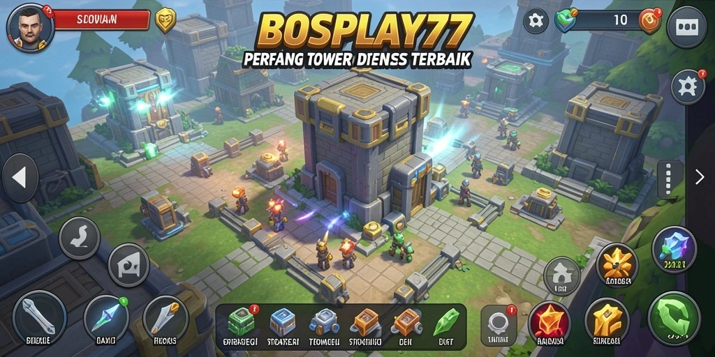 Tangkapan layar menampilkan aksion seru gameplay Tower Defense.