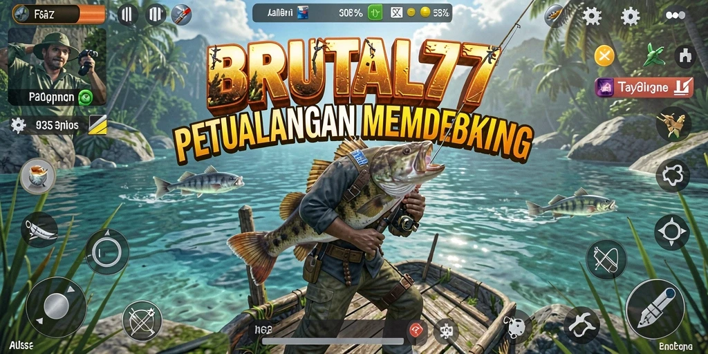 Tampilan gameplay BRUTAL77 menampilkan momen memancing yang mendebarkan.