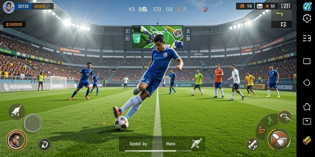 Screenshot gameplay D73 yang menunjukkan aksi olahraga mendebarkan.