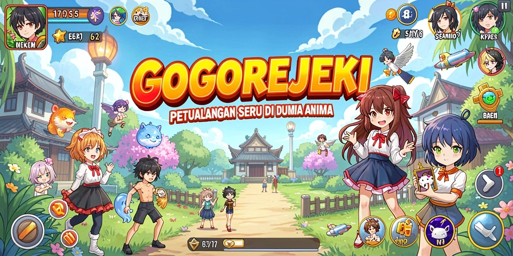 Screenshot menampilkan karakter anime dalam aksi seru di GOGOREJEKI.