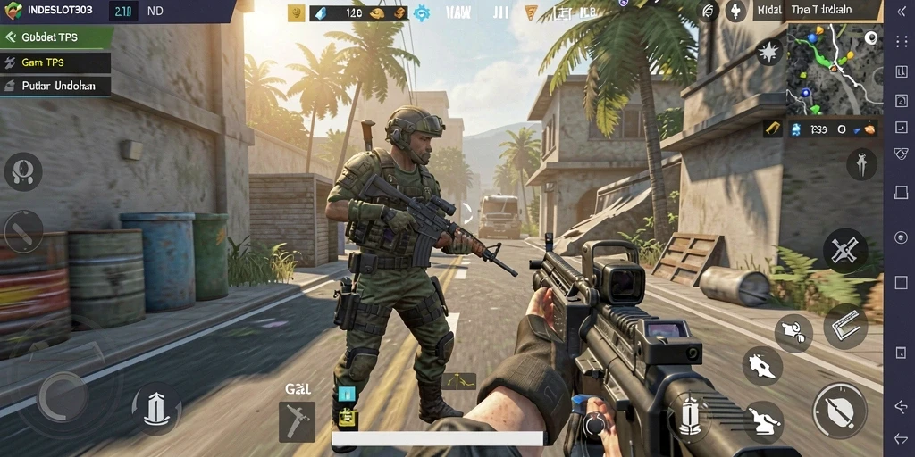 Screenshot gameplay INDESLOT303 menampilkan aksi tembak-menembak yang seru.
