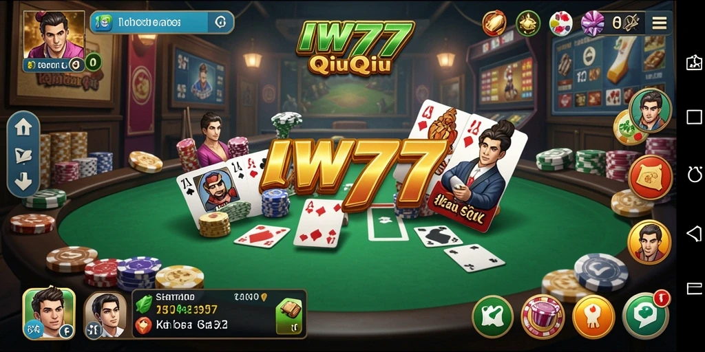 Screenshot IW777 menampilkan aksi seru dalam permainan QiuQiu.