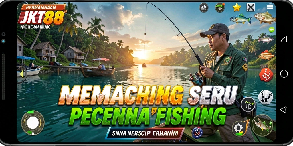 Screenshot menunjukkan gameplay memancing yang seru di JKT88.