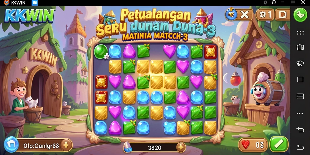 Screenshot gameplay KKWIN menampilkan aksi mencocokkan yang seru dalam Match-3.