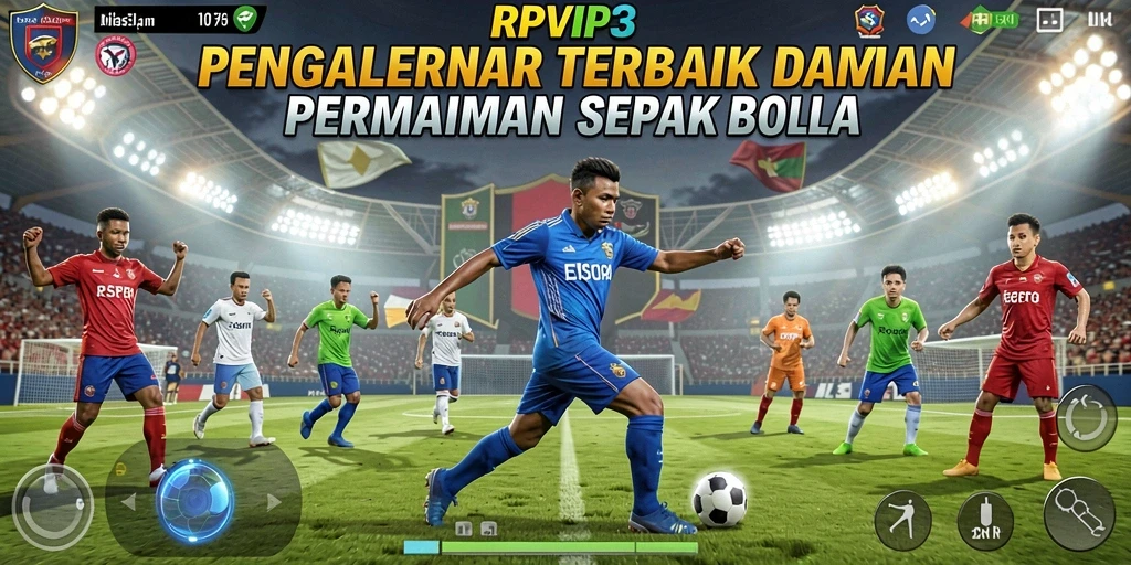 Tampilan menarik dari gameplay RPVIP3 yang menampilkan aksi sepak bola.