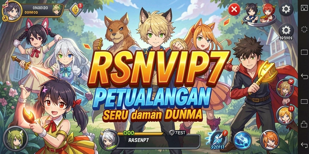 Screenshot RSNVIP7 menampilkan aksi karakter Anime yang seru.