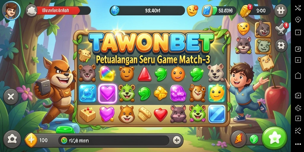 Screenshot utama TAWONBET menampilkan gameplay yang seru di Match-3.