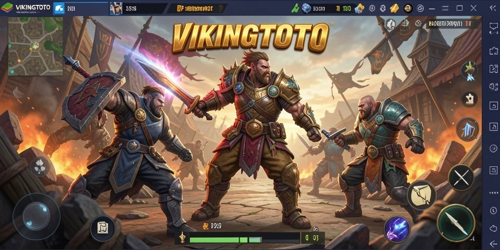 Tampilan gameplay intens dari VIKINGTOTO dalam pertarungan Battle Royale.
