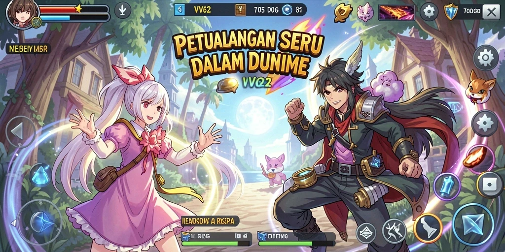 Tampilan gameplay seru dengan karakter Anime yang menarik.